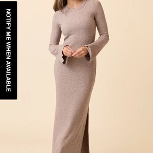 Elegant Tan Long Sleeve Sweater Dress